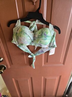 Women's Green Watercolor Tie-Back Bralette - Brand Unspecified